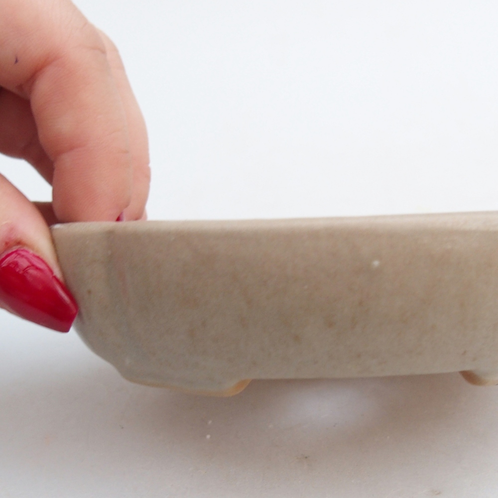 Ceramiczna miska na bonsai 11 x 11 x 3 cm, kolor beżowy