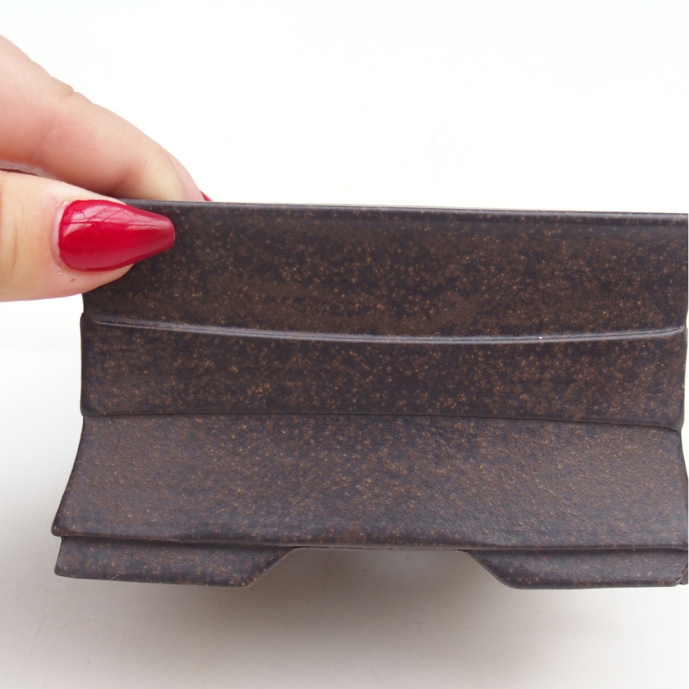 Ceramiczna miska do bonsai 12 x 12 x 6,5 cm, kolor brązowo-ochrowy
