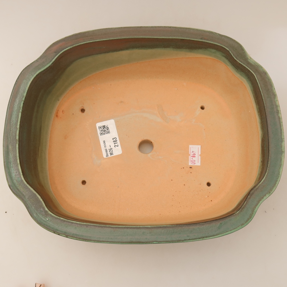 Ceramiczna miska do bonsai 24,5 x 21 x 7,5 cm, kolor zielony
