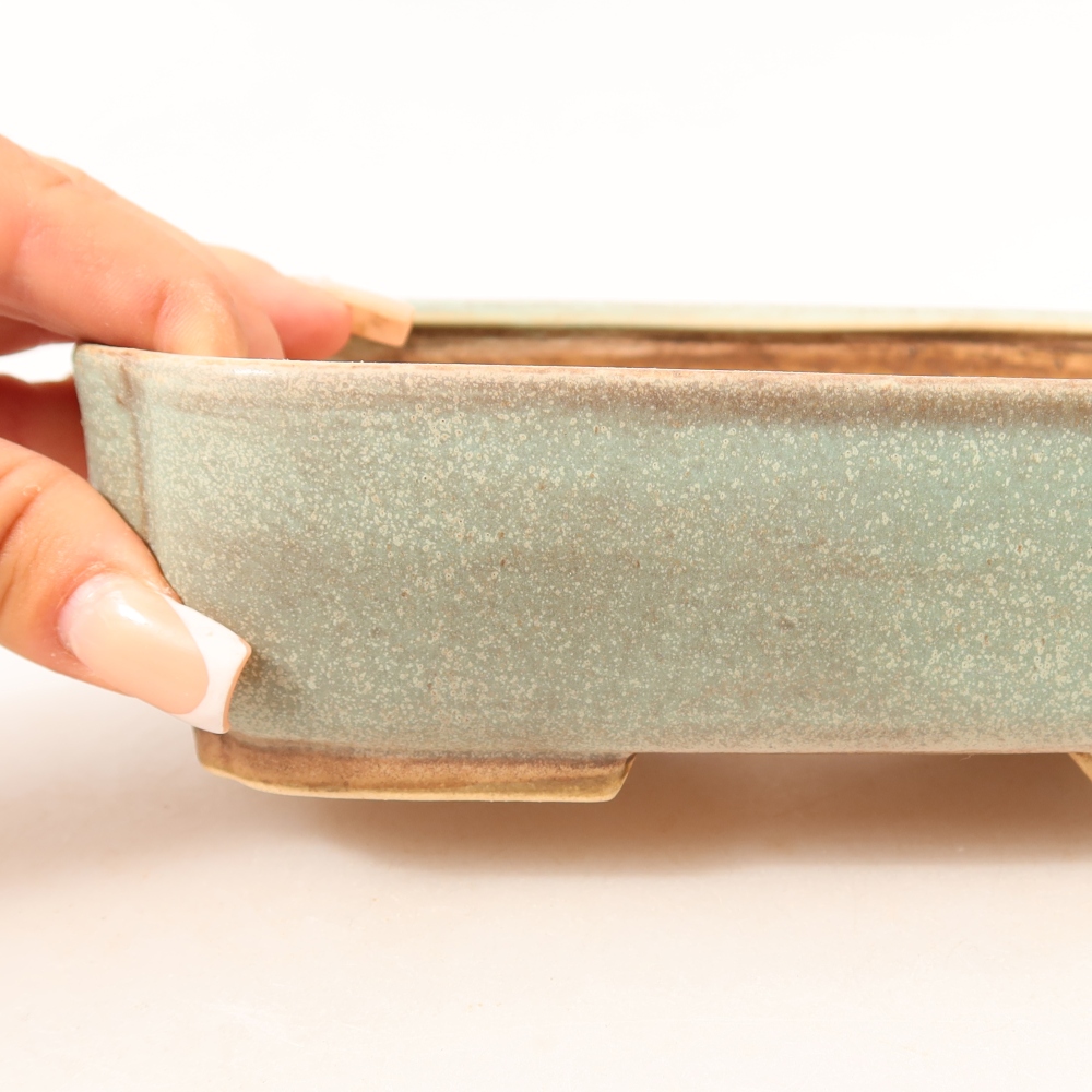 Ceramiczna miska do bonsai 17,5 x 14 x 5 cm, zielona