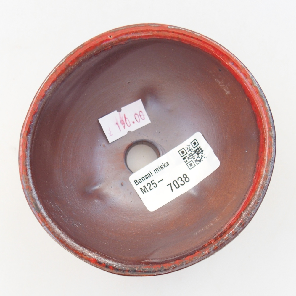 Ceramiczna miska do bonsai 9,5 x 9,5 x 5 cm, kolor czerwony