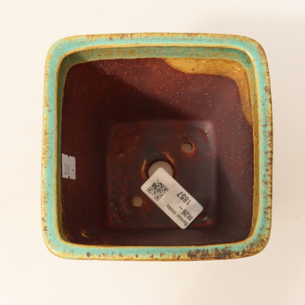 Ceramiczna miska do bonsai 10,5 x 10,5 x 12 cm, kolor zielony