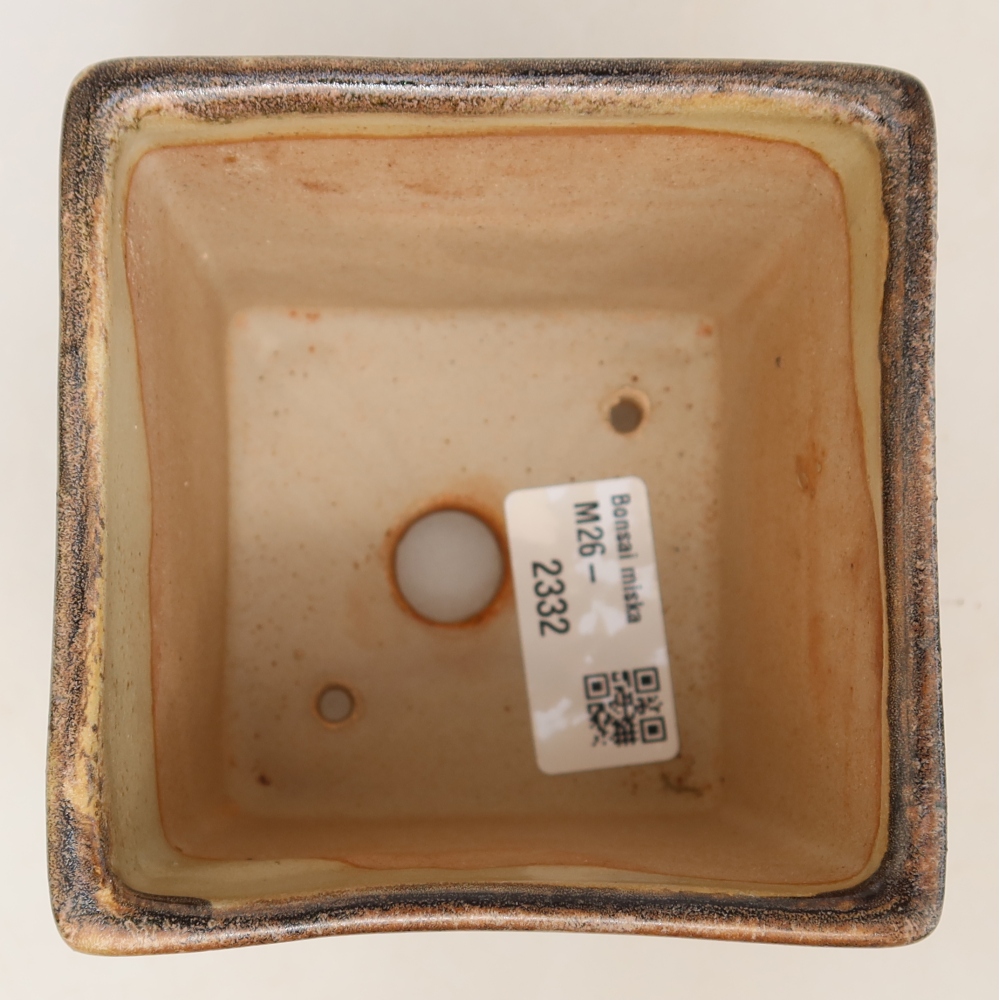Ceramiczna miska do bonsai 8,5 x 8,5 x 9 cm, kolor brązowy