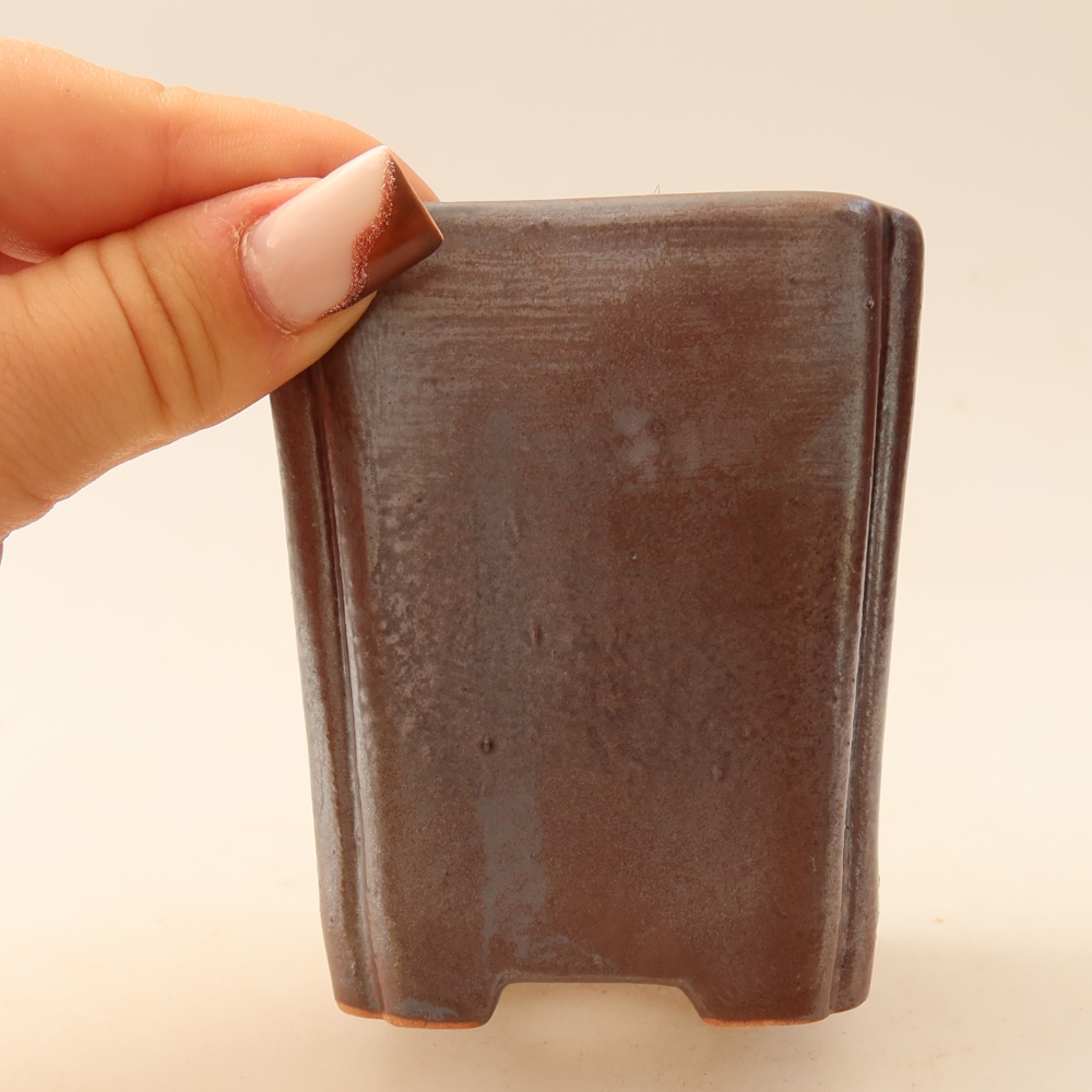 Ceramiczna miseczka do bonsai 7 x 7 x 8,5 cm, kolor metaliczny