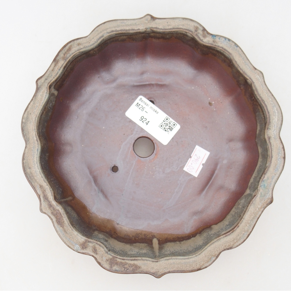 Ceramiczna miska na bonsai 18 x 18 x 5 cm, niebiesko-szara