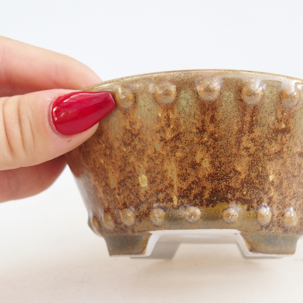 Ceramiczna miska do bonsai 10,5 x 10,5 x 5 cm, brązowa