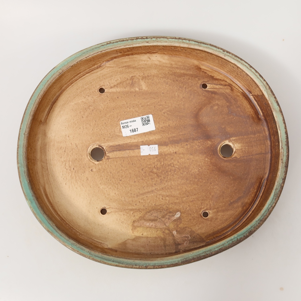Ceramiczna miska do bonsai 30,5 x 26,5 x 4 cm, kolor zielony