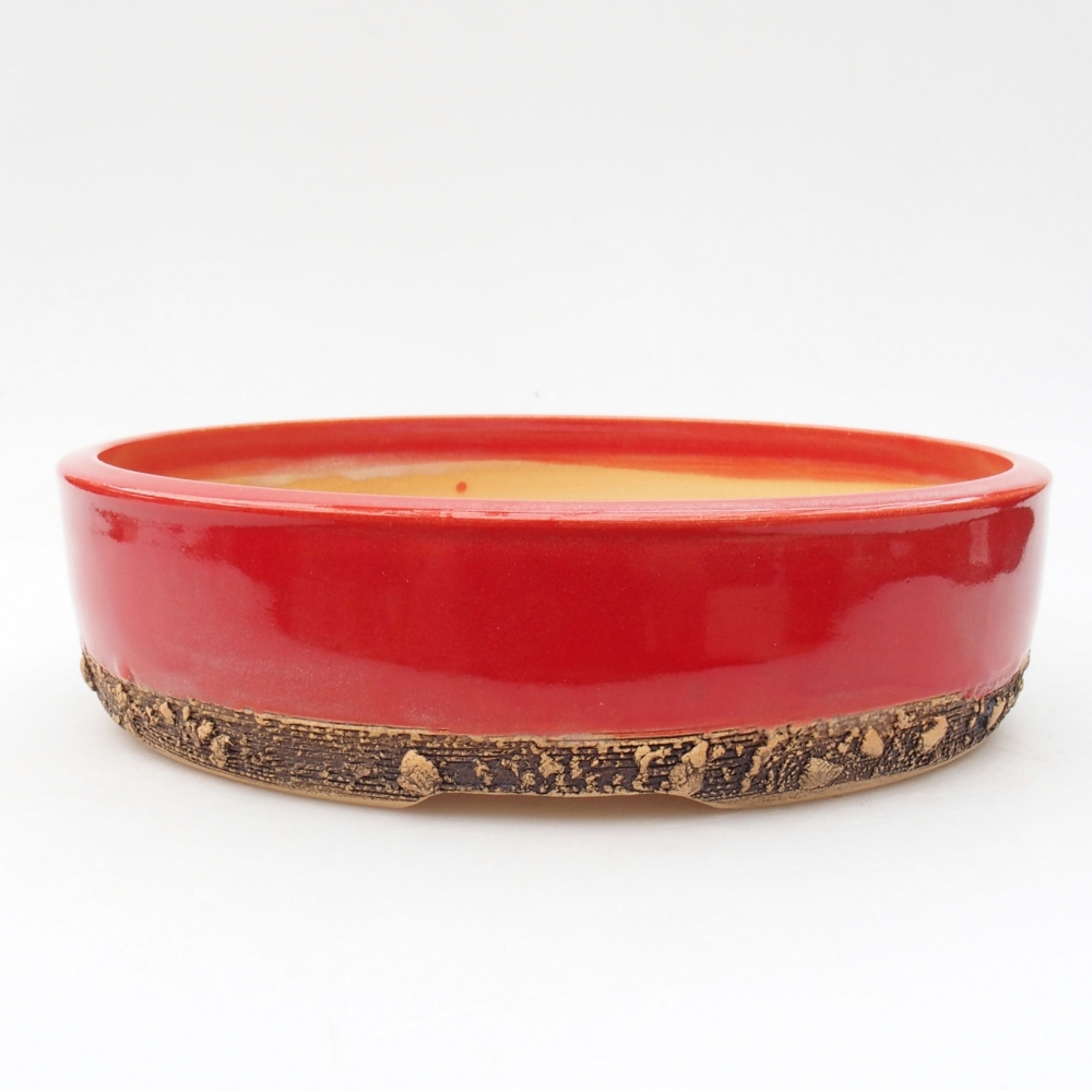 Ceramiczna miska bonsai 21,5 x 21,5 x 5 cm, kolor Czerwony