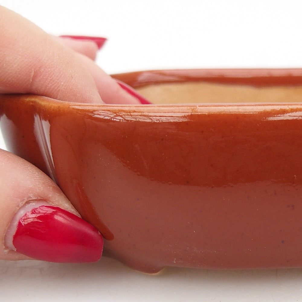 Ceramiczna miska do bonsai 10,5 x 8,5 x 3,5 cm, brązowa