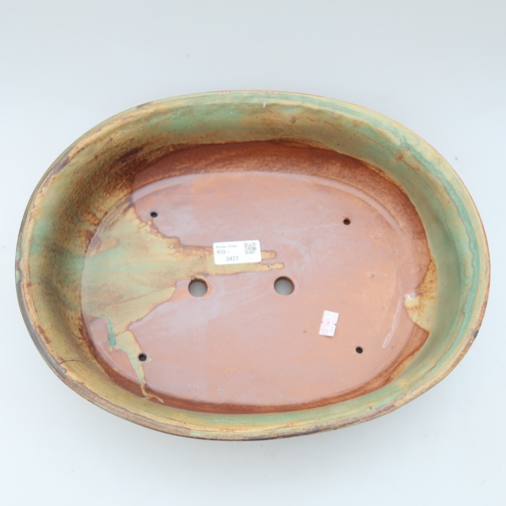 Ceramiczna miska do bonsai 36 x 28 x 8,5 cm, kolor brązowo-zielony
