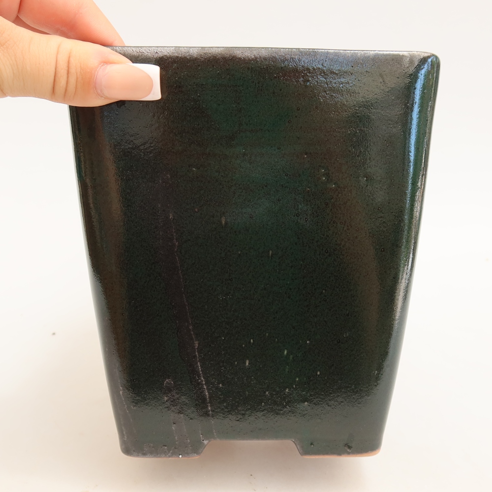Ceramiczna miska do bonsai 13,5 x 13,5 x 15 cm, zielona
