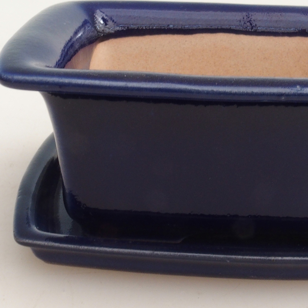 Miska bonsai + spodek H11 - 11,5 x 10 x 4 cm. - niebieski