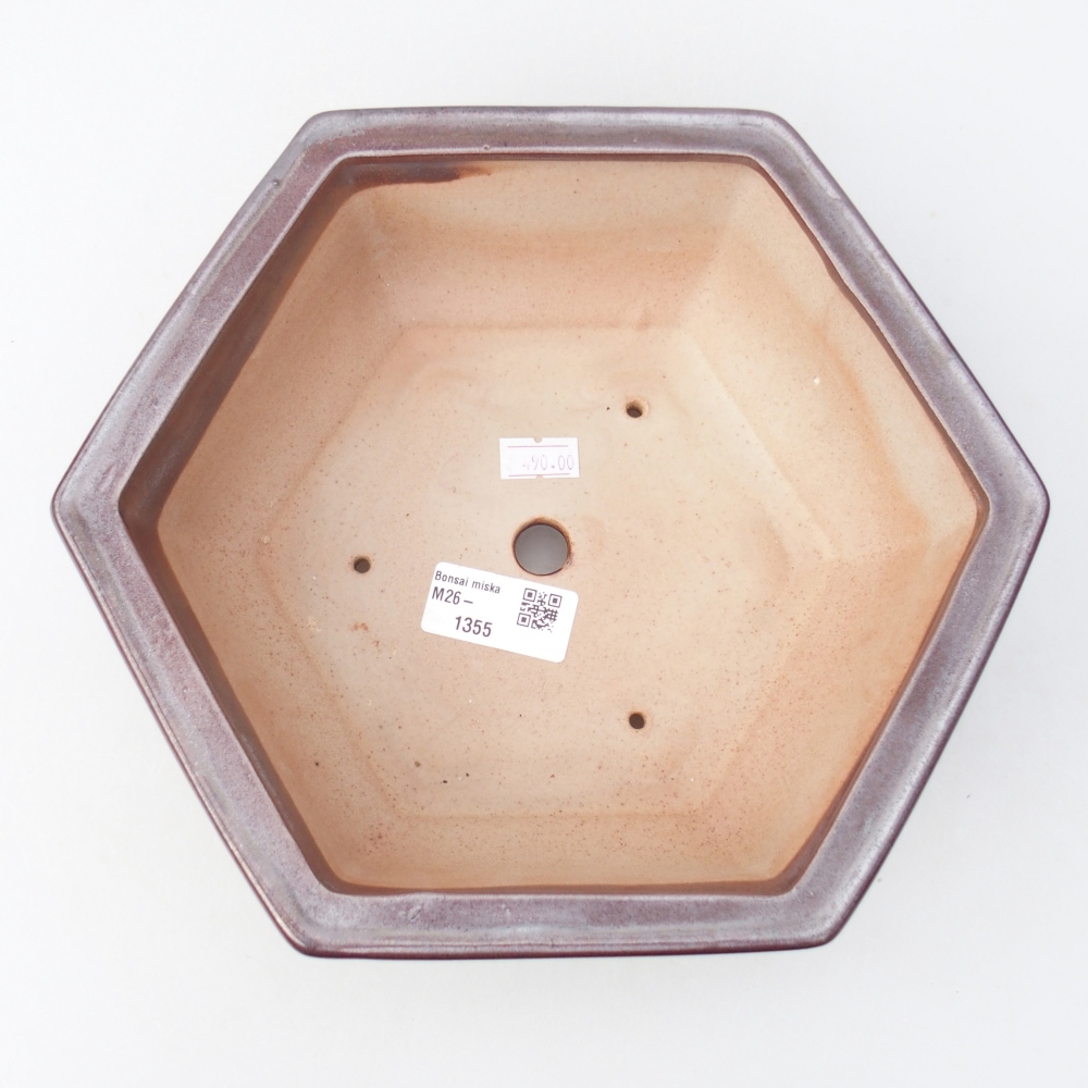 Ceramiczna miska do bonsai 24 x 21 x 7,5 cm, kolor bordowy