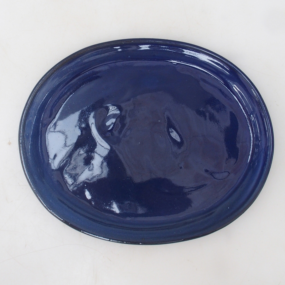 Bonsai bowl owalny M - 22,5 x 18 x 1,5 cm - niebieski