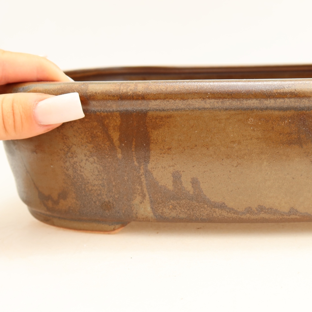 Ceramiczna miska do bonsai 31,5 x 24 x 8 cm, brązowa