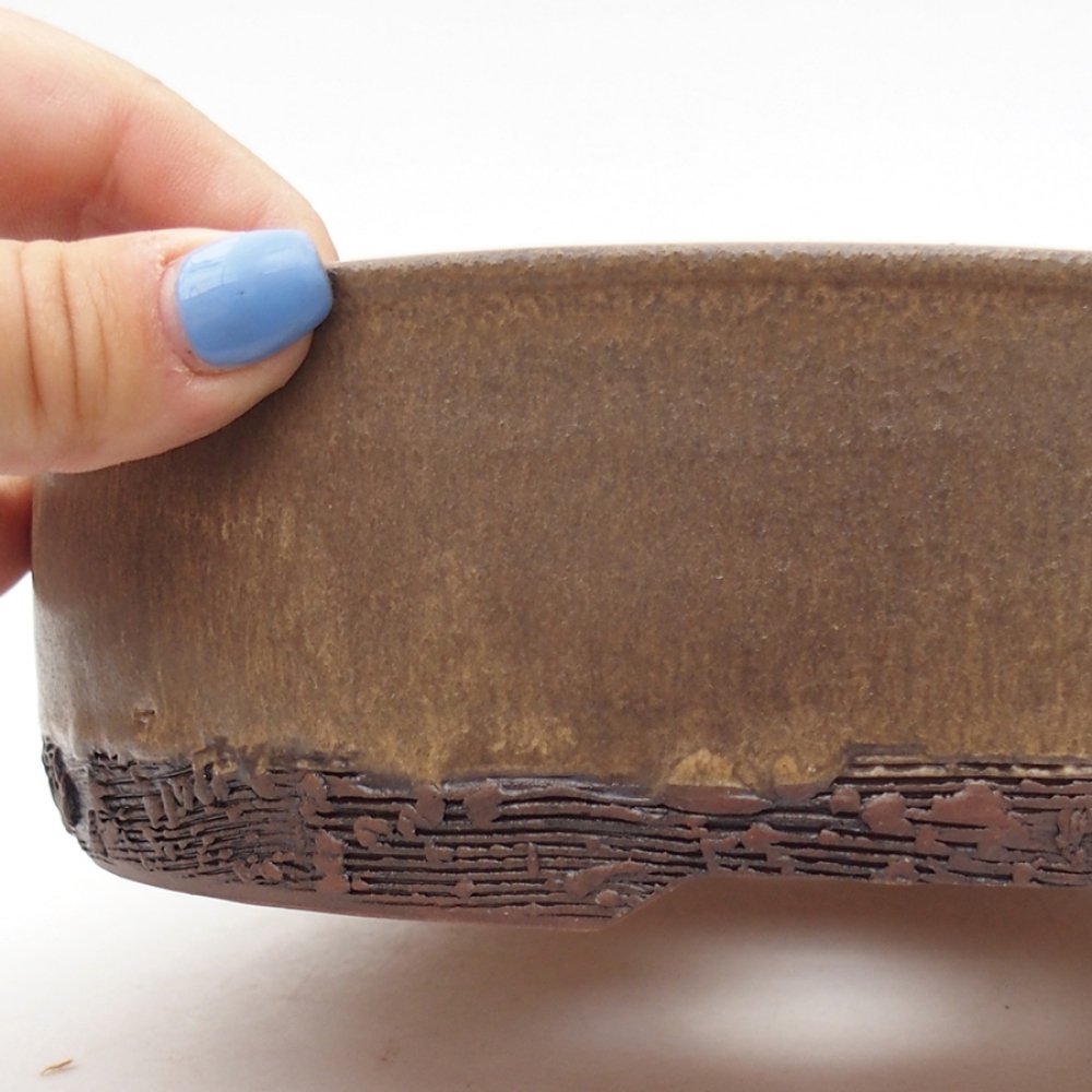 Ceramiczna miska bonsai 20 x 20 x 6 cm, kolor brązowy