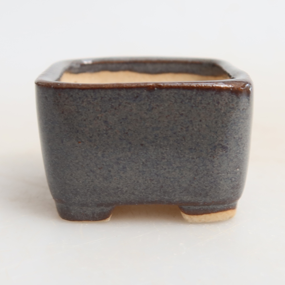 Ceramiczna miseczka do bonsai o wymiarach 3,5 x 3,5 x 2,5 cm, kolor szary