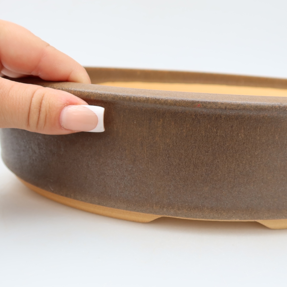 Ceramiczna miska do bonsai 29 x 29 x 6,5 cm, kolor brązowy