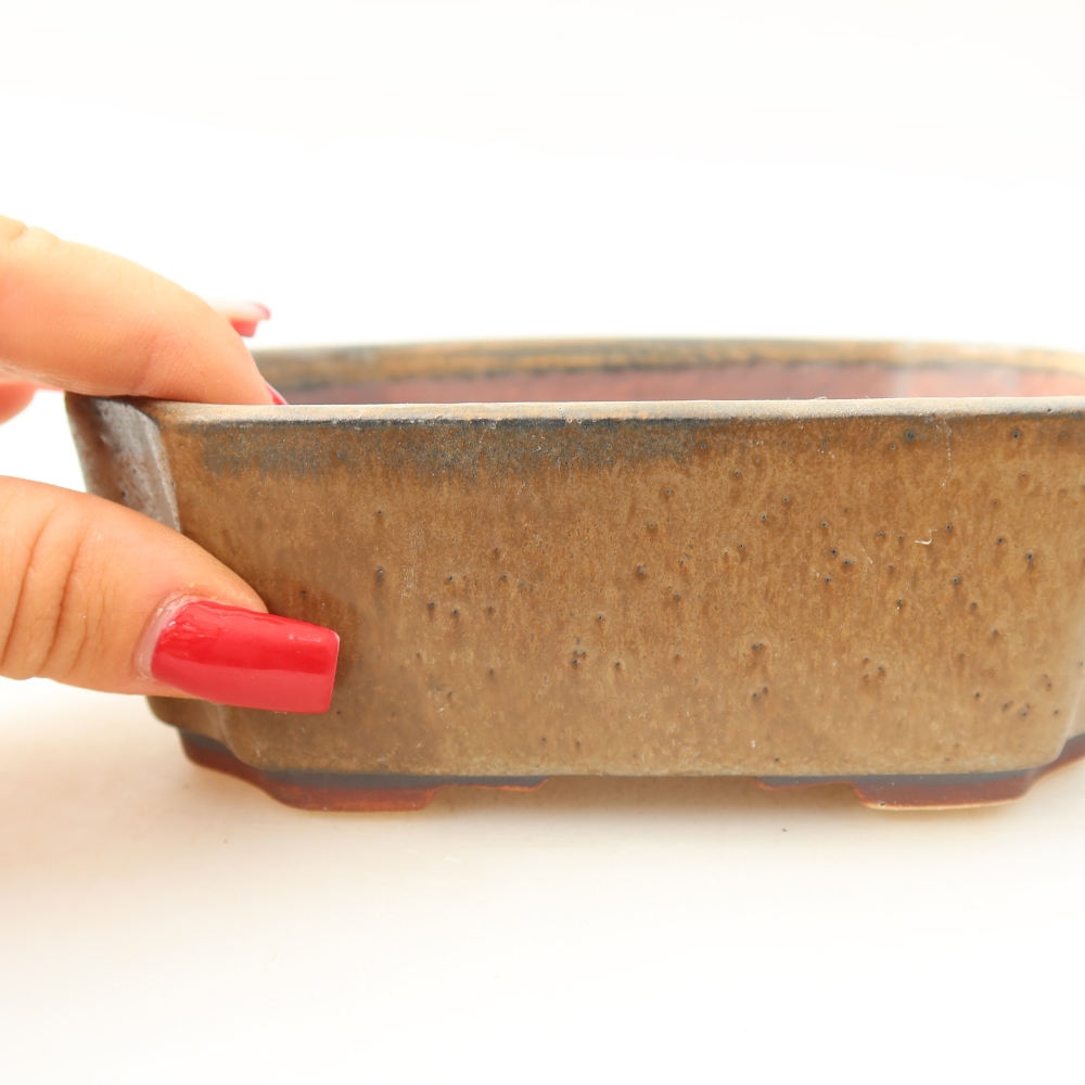 Ceramiczna miska do bonsai 14 x 11,5 x 4,5 cm, kolor brązowy