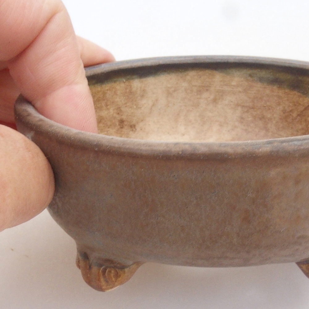 Ceramiczna miska do bonsai 10,5 x 10,5 x 4,5 cm, kolor brązowy