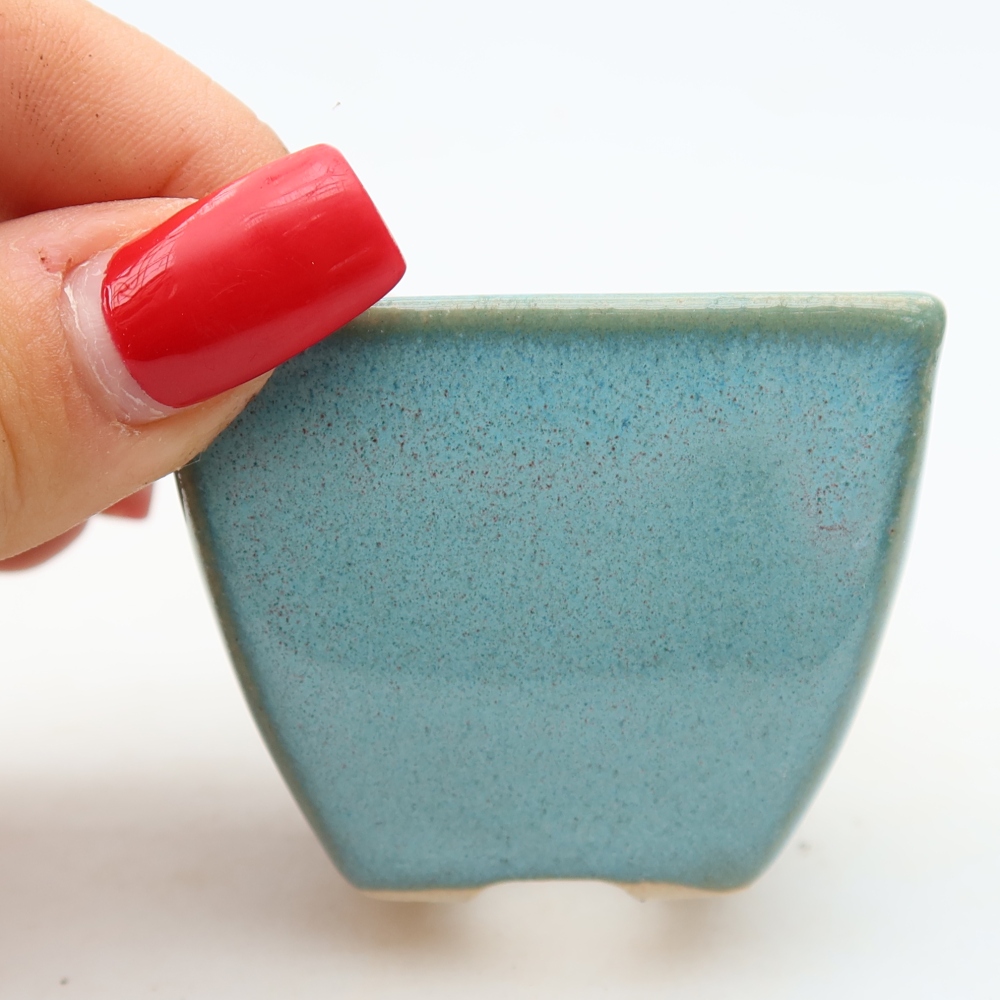 Ceramiczna miseczka do bonsai 5,5 x 5,5 x 4,5 cm, kolor niebieski