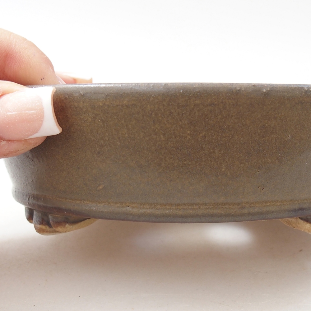 Ceramiczna miska do bonsai 13,5 x 13,5 x 4 cm, brązowa