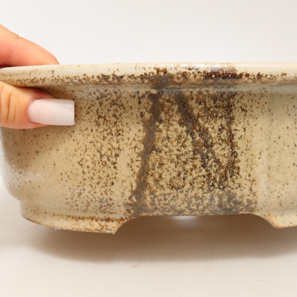 Ceramiczna miska na bonsai 26 x 22 x 8 cm, kolor beżowy