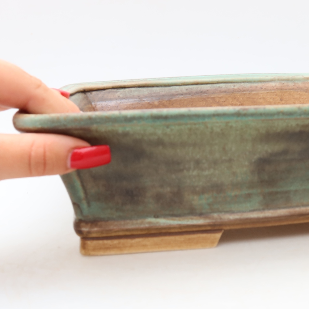 Ceramiczna miska do bonsai 29,5 x 24 x 8 cm, kolor zielony