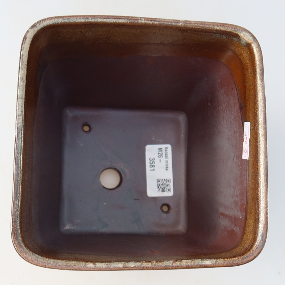 Ceramiczna miska do bonsai 13,5 x 13,5 x 15 cm, kolor brązowy