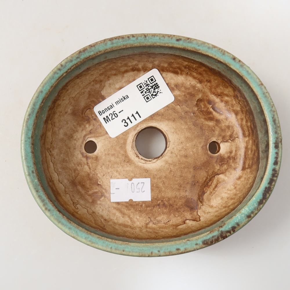 Ceramiczna miska do bonsai 12 x 10,5 x 4 cm, kolor zielony