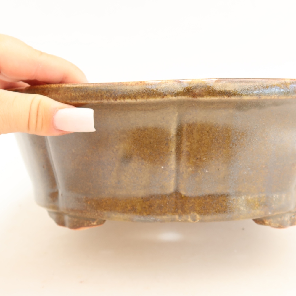 Ceramiczna miska na bonsai 26 x 26 x 8 cm, brązowa