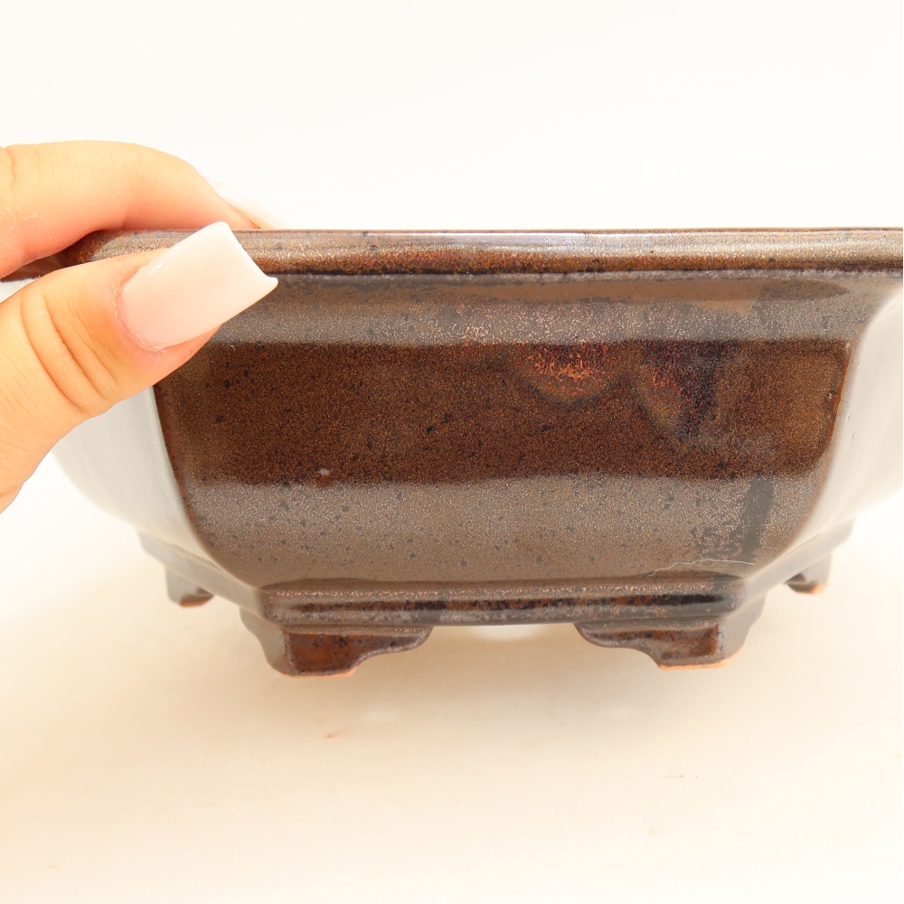 Ceramiczna miska do bonsai 24 x 21,5 x 7,5 cm, kolor brązowy