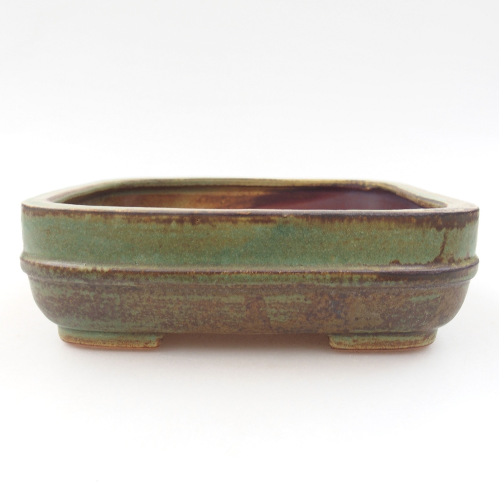 Ceramiczna miska bonsai 14 x 12 x 4,5 cm, kolor zielony