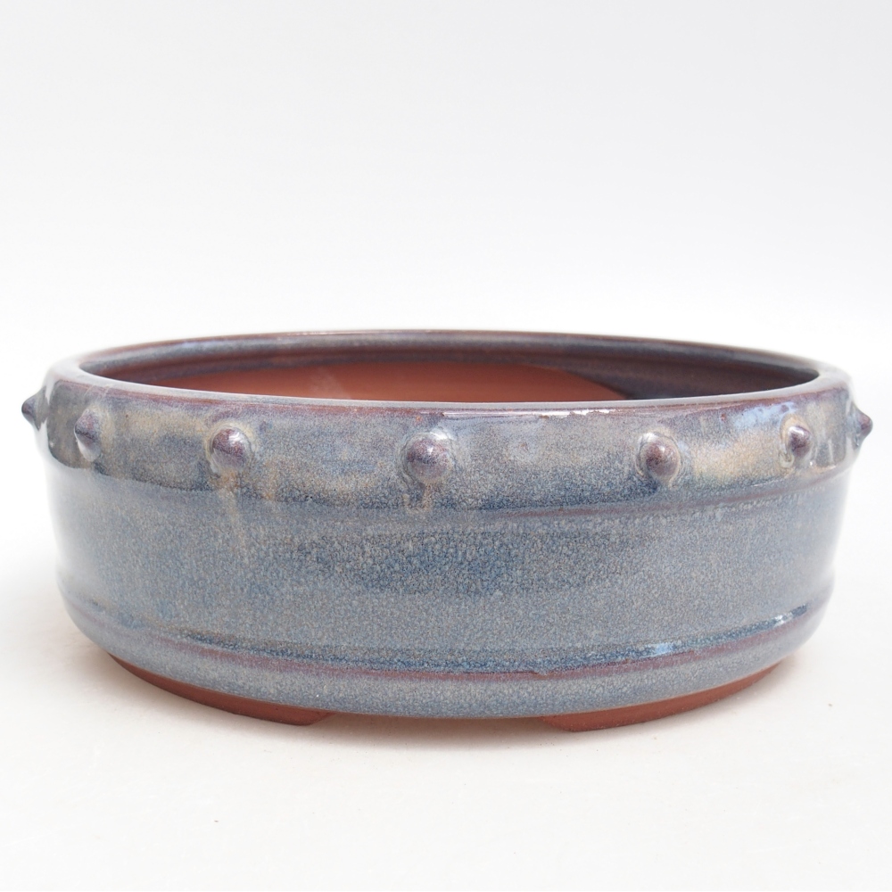 Ceramiczna miska bonsai 19,5 x 19,5 x 6,5 cm, kolor niebieski
