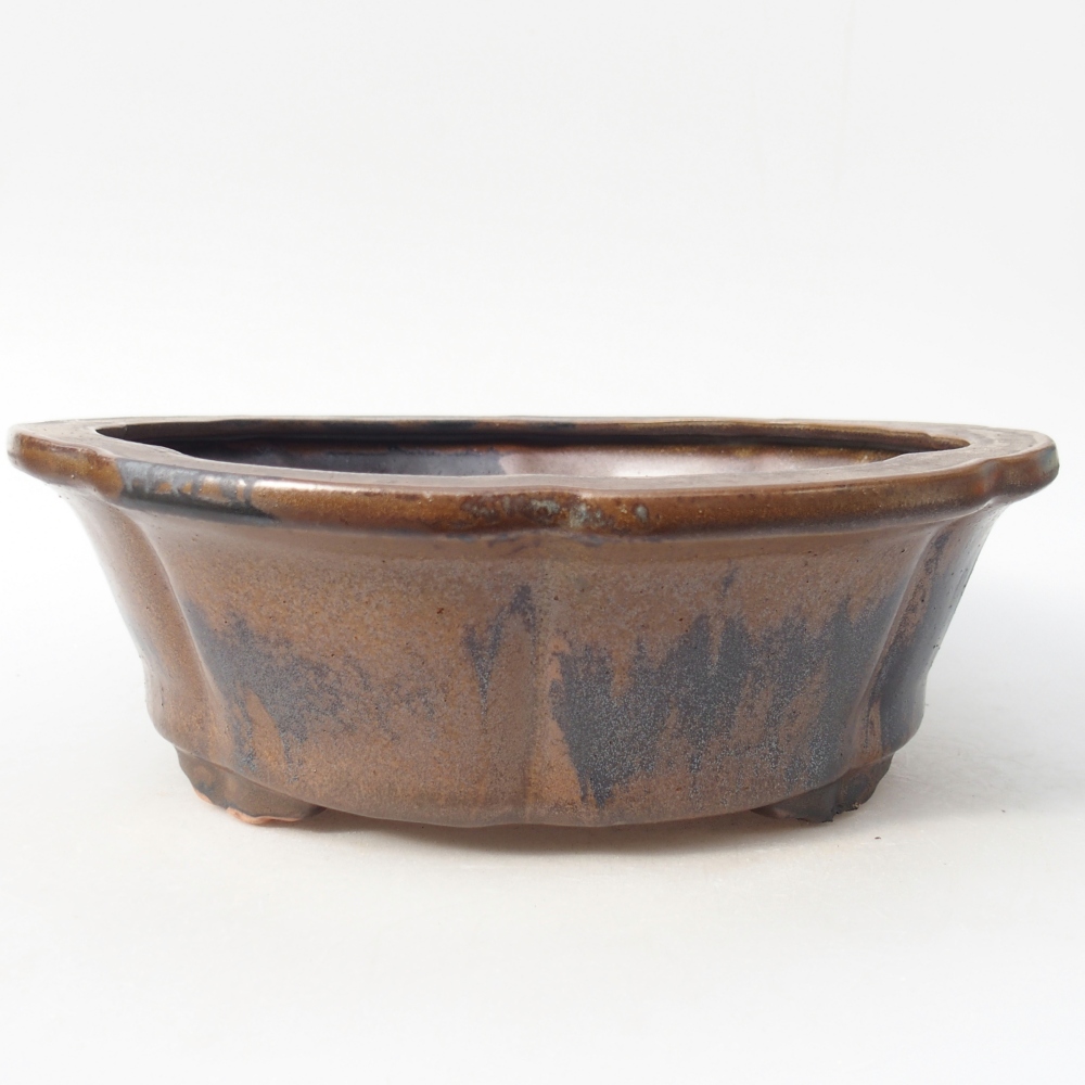 Ceramiczna miska na bonsai 26 x 26 x 8,5 cm, brązowa