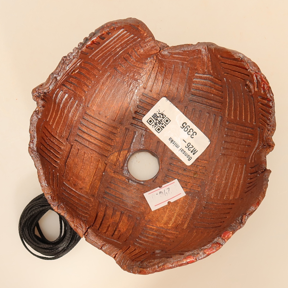 Ceramiczna skorupa do kokedamy, 12,5 x 12 x 7,5 cm, kolor brązowy