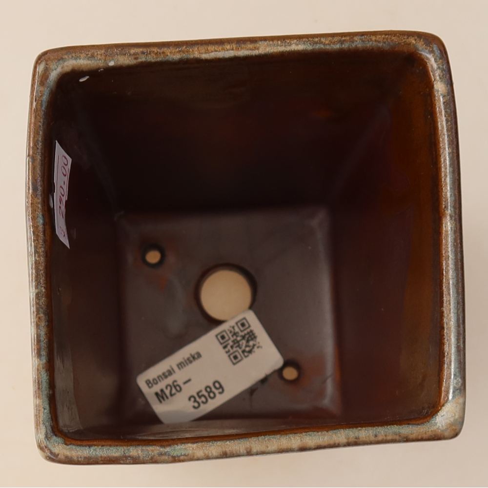 Ceramiczna miska na bonsai 9 x 9 x 12,5 cm, brązowa