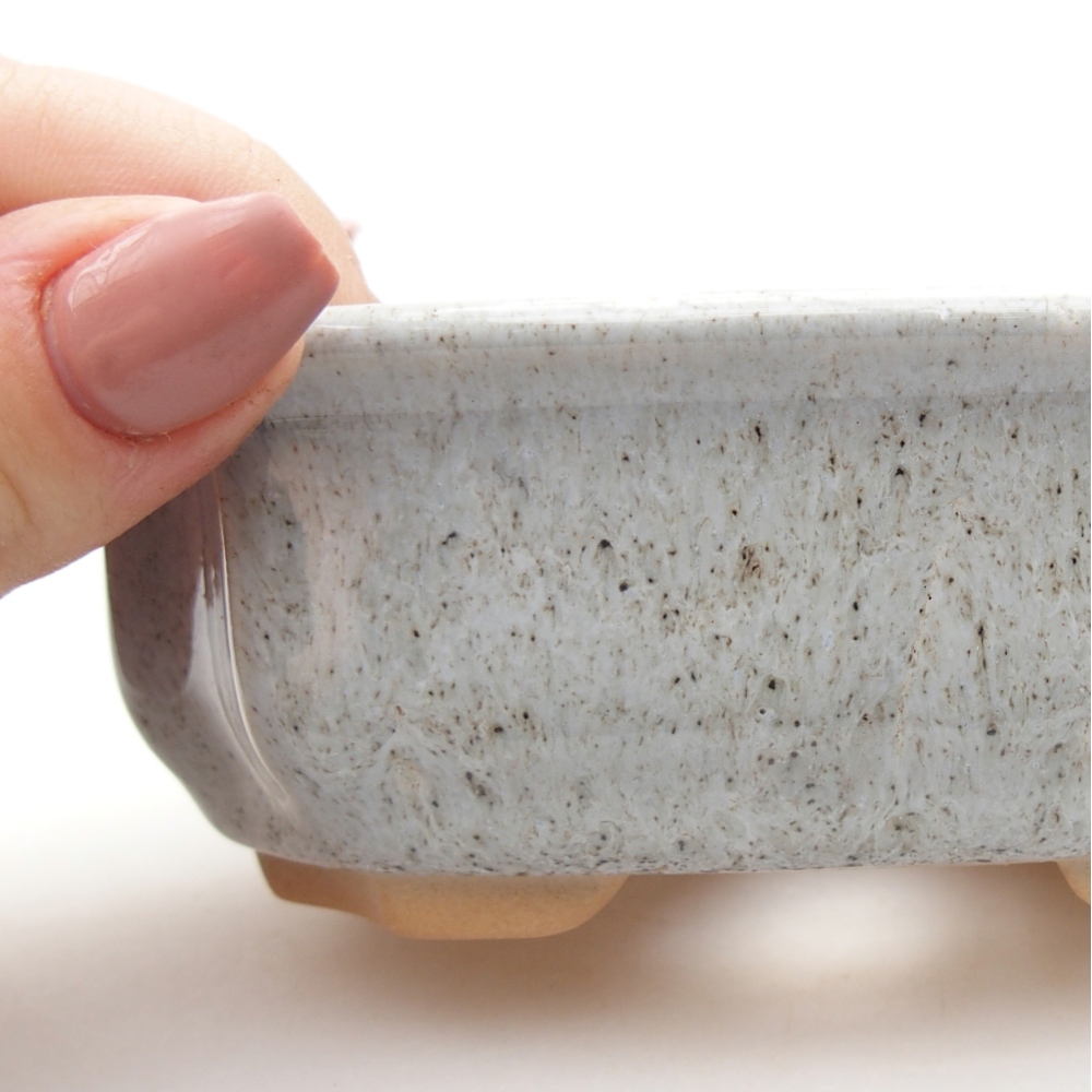 Ceramiczna miska na bonsai 11,5 x 8,5 x 4 cm, kolor beżowy