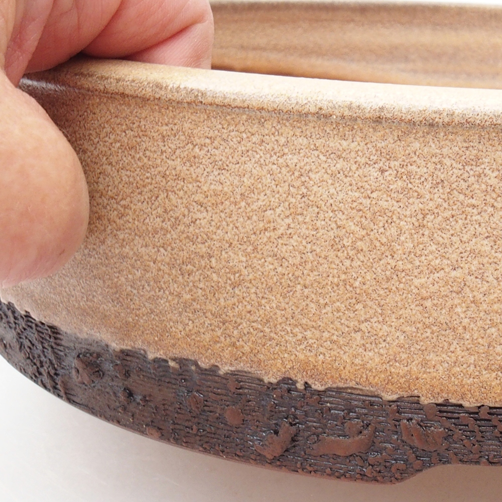 Ceramiczna miska bonsai 24,5 x 24,5 x 6,5 cm, kolor beżowy