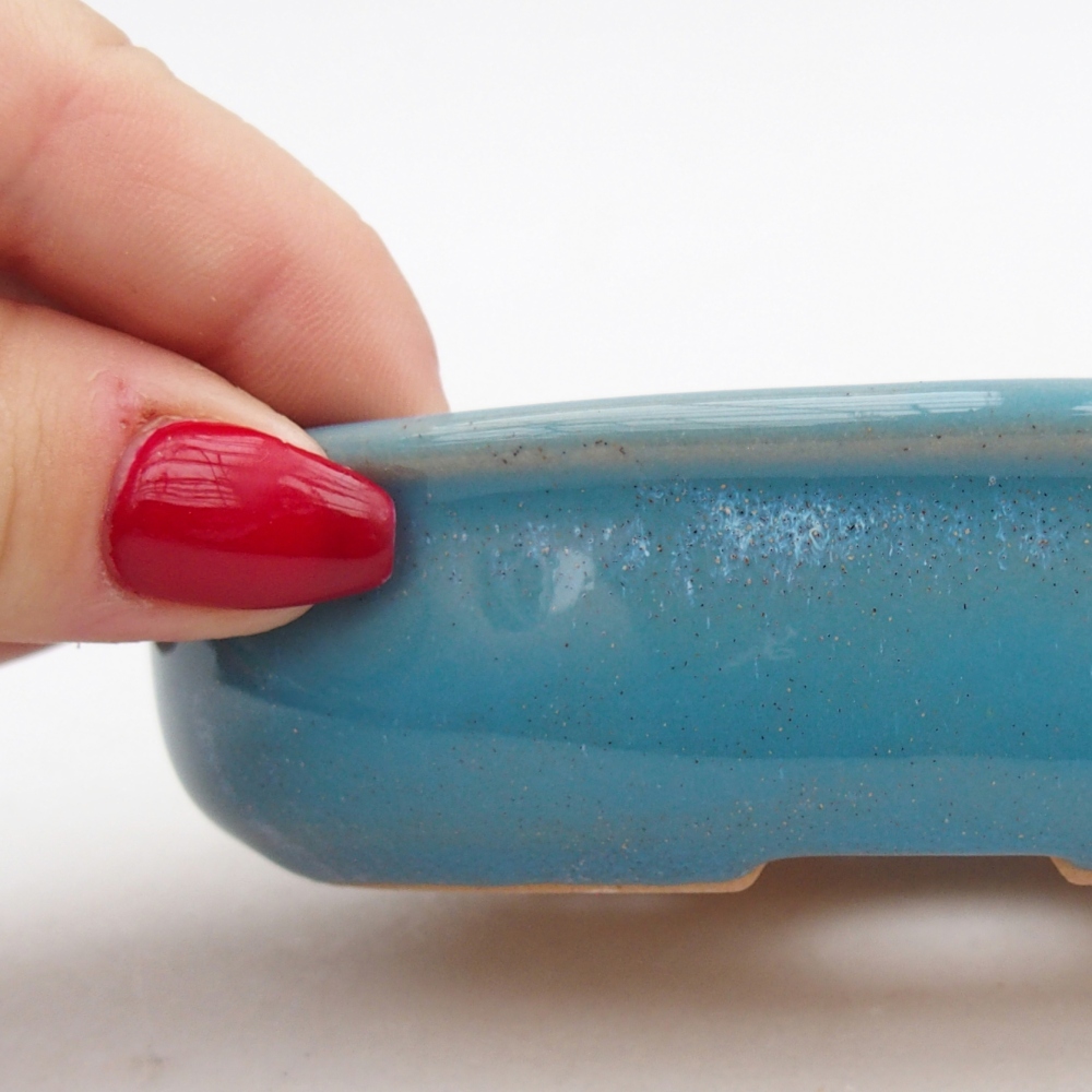 Ceramiczna miska do bonsai 12 x 8,5 x 3 cm, kolor niebieski