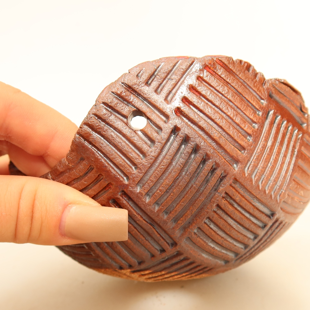 Ceramiczna skorupa do kokedamy, 12,5 x 12 x 7,5 cm, kolor brązowy