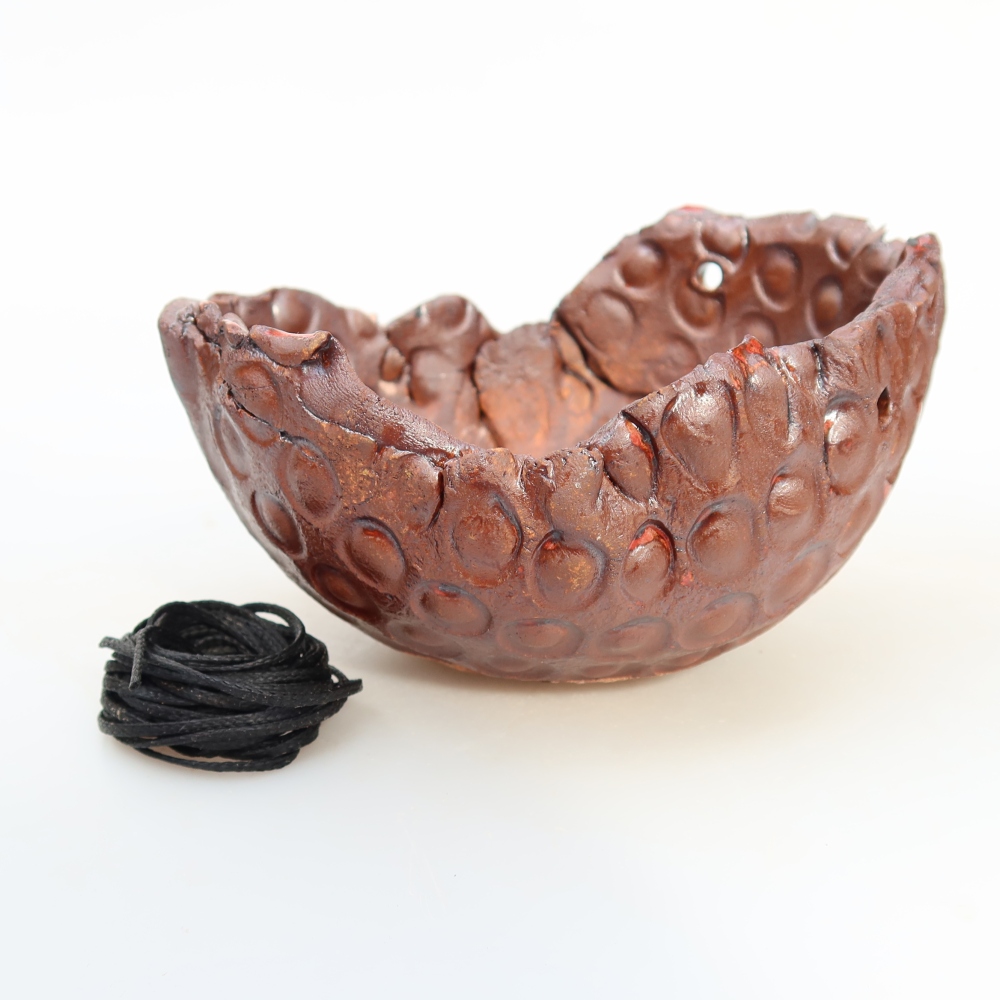 Ceramiczna skorupa do kokedamy 13 x 12 x 7,5 cm, kolor brązowy