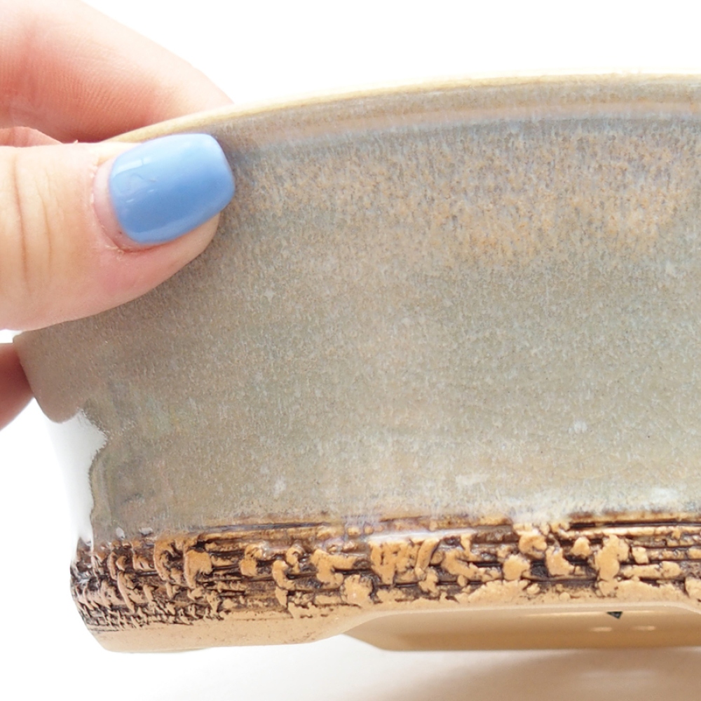 Ceramiczna miska do bonsai 19 x 19 x 6 cm, kolor zielony