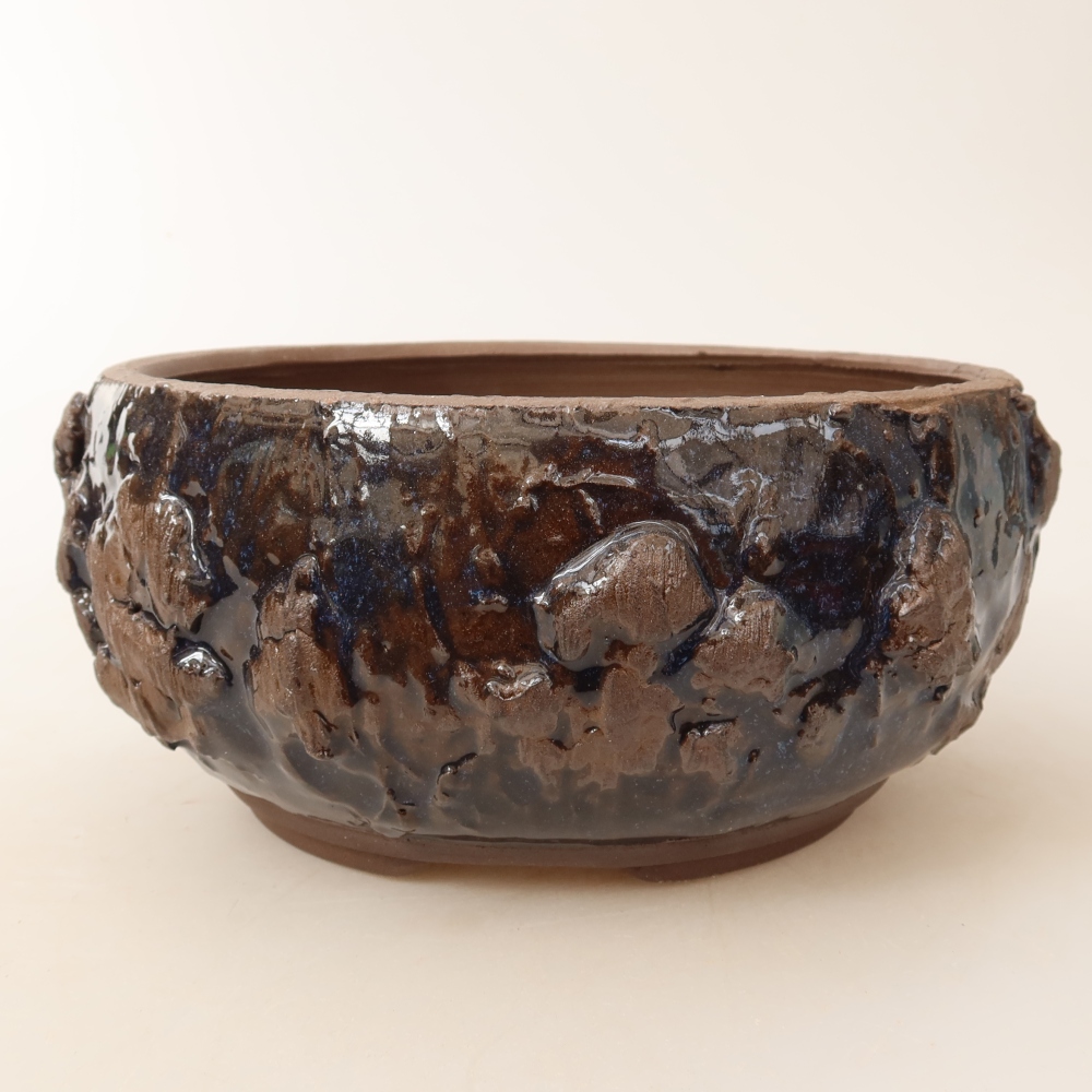 Ceramiczna miska do bonsai 16 x 16 x 8 cm, kolor brązowy