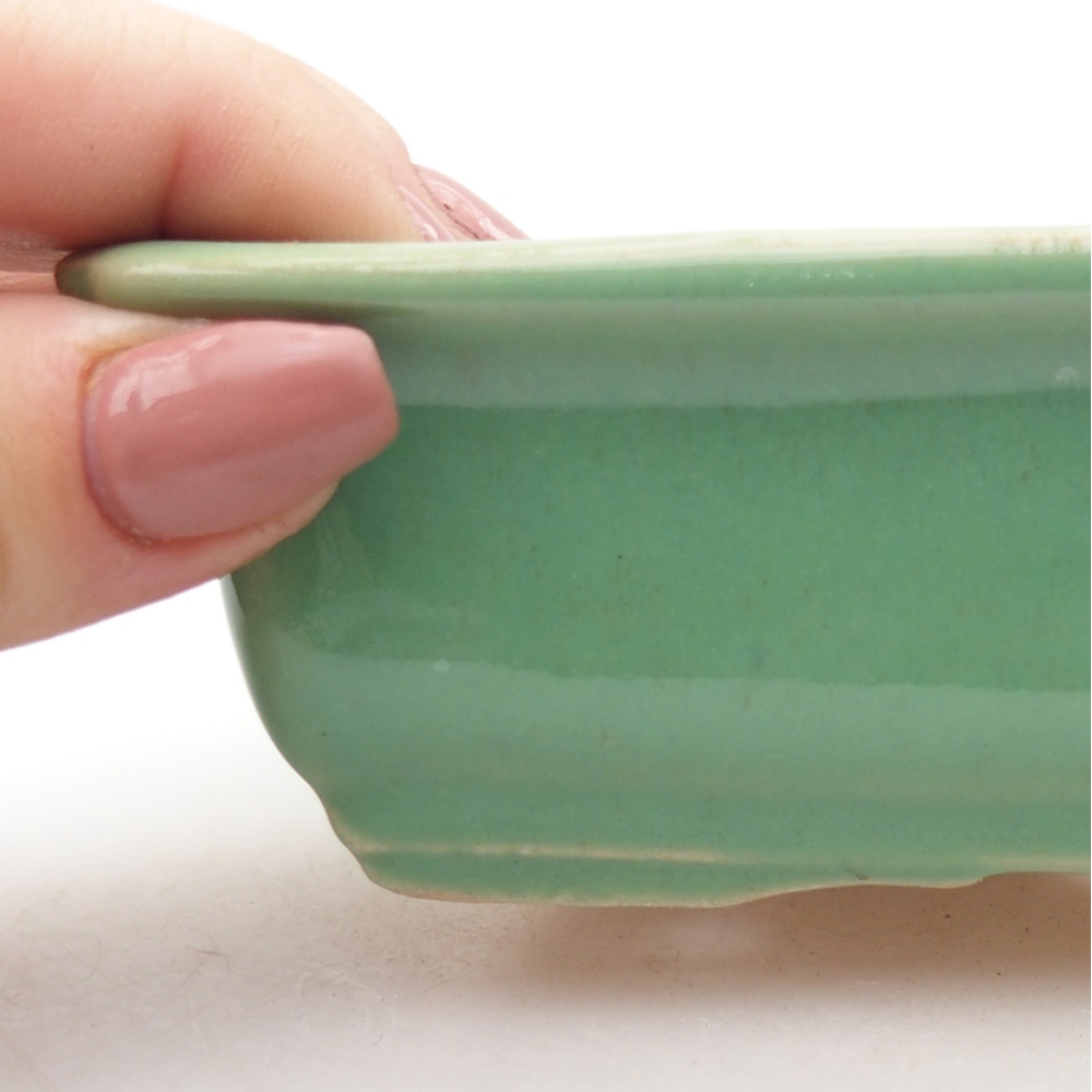Ceramiczna miska do bonsai 13,5 x 10 x 4 cm, zielona
