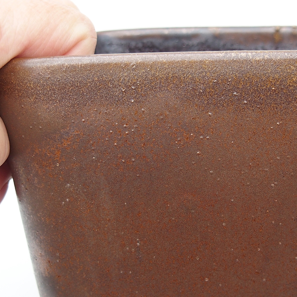 Ceramiczna miska na bonsai 14 x 14 x 15 cm, brązowa