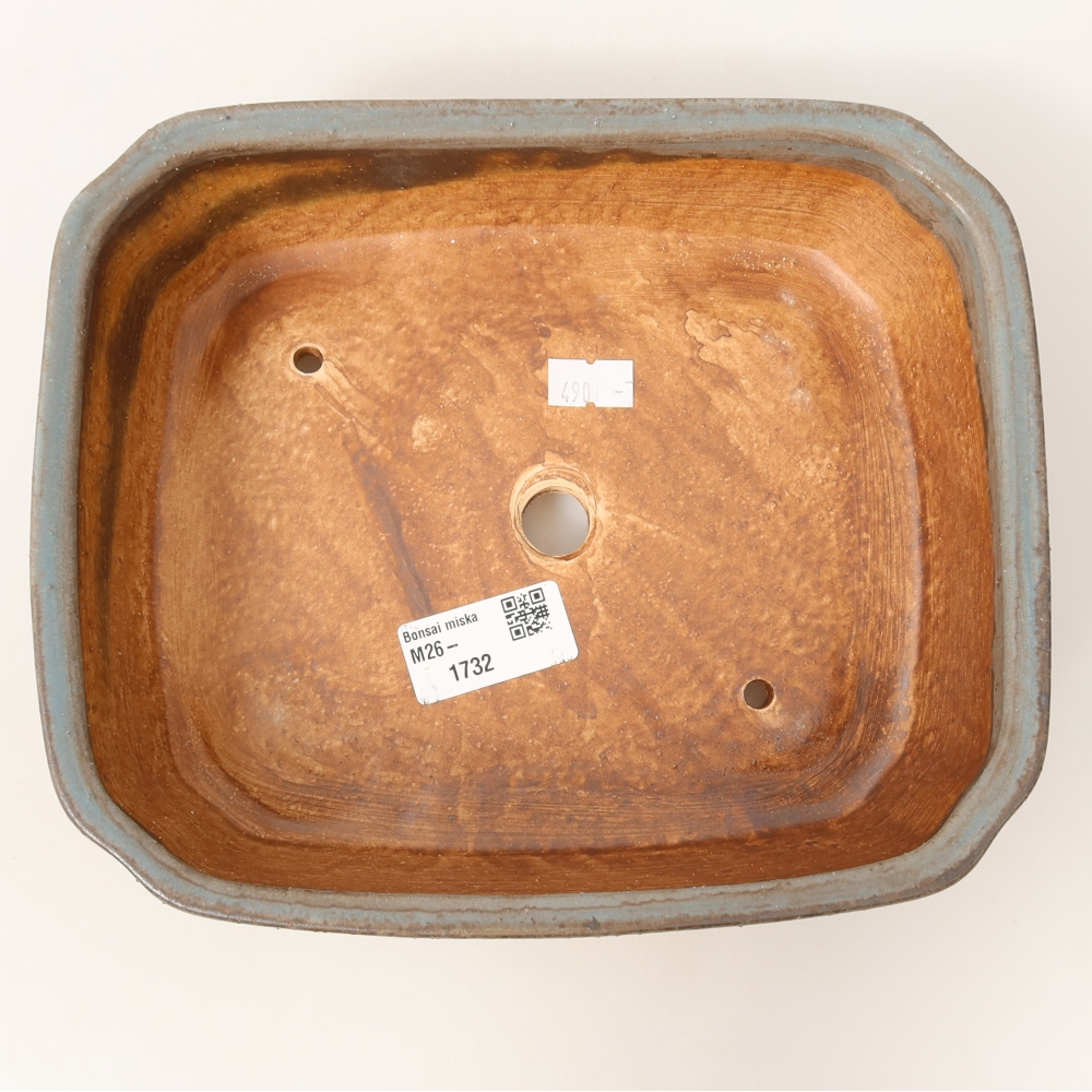 Ceramiczna miska do bonsai 21,5 x 18 x 6 cm, kolor niebieski