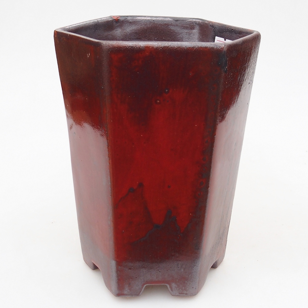 Ceramiczna miska bonsai 13 x 11,5 x 17 cm, kolor czerwony