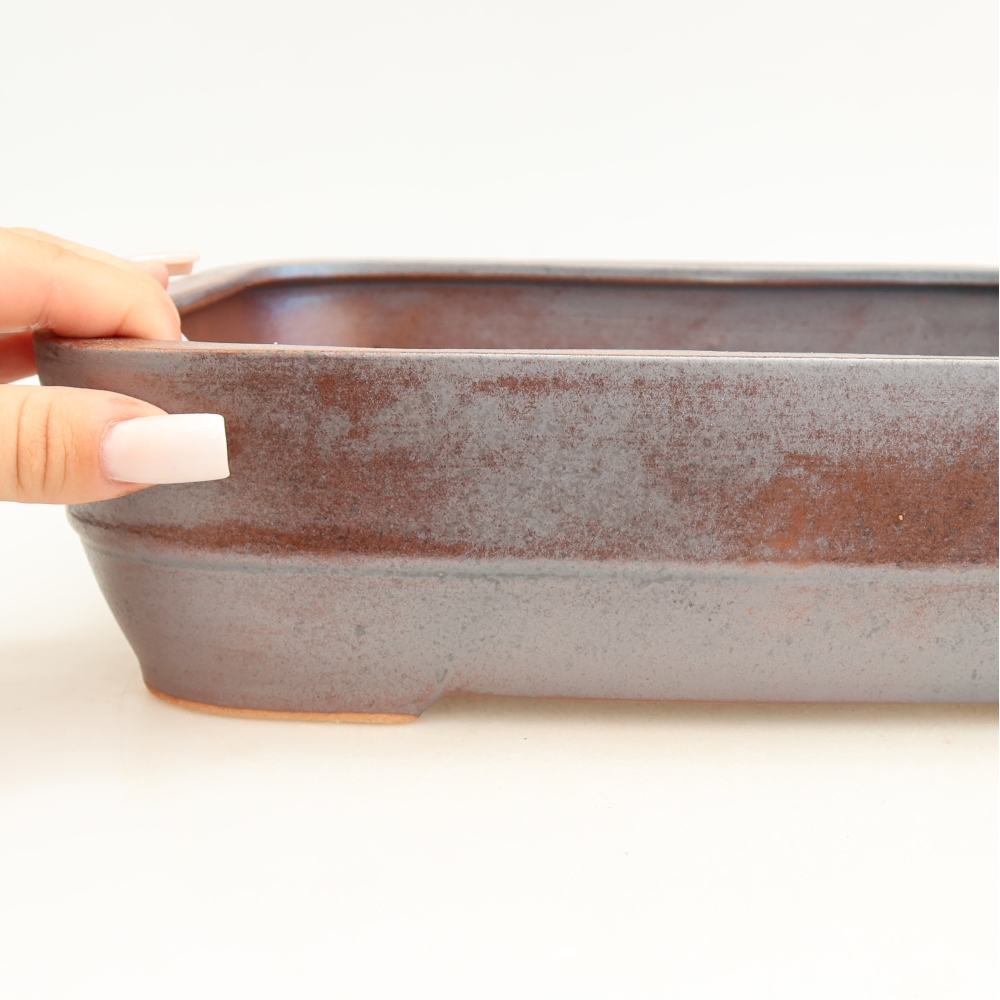 Ceramiczna miska do bonsai 28 x 20,5 x 7,5 cm, kolor metaliczny