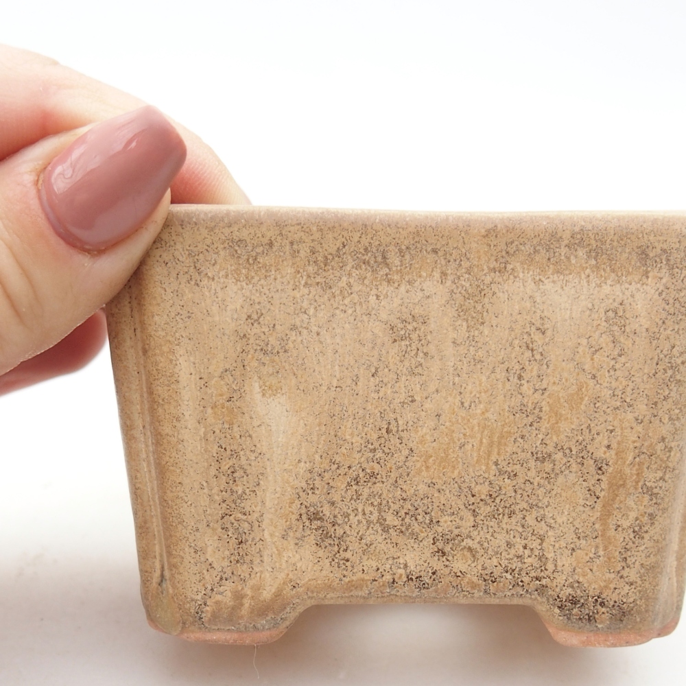 Ceramiczna miska do bonsai 7,5 x 5,5 x 5 cm, kolor beżowy